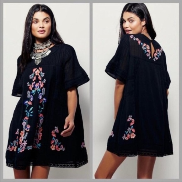 Free People Perfectly Victorian Black Embroidered Dress - Picture 3 of 16